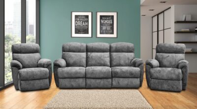 Komplet wypoczynkowy do salonu 3+1+1 Monaco z 4 x funkcją relax w tkaninie obiciowej