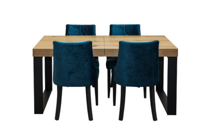 Stół rozkładany SJ51 160/90 + 40 + 4 krzesła KW100 w stylu loft