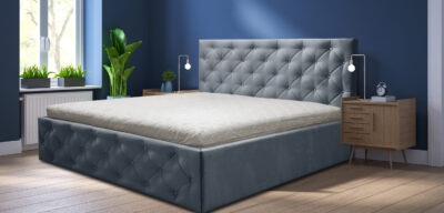 Łóżko G PIK KARO 200/200 cm tapicerowane z kryształki w Stylu Glamour