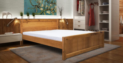 Drewniane łóżko LEONI 200/200 cm dębowe PANELE loft