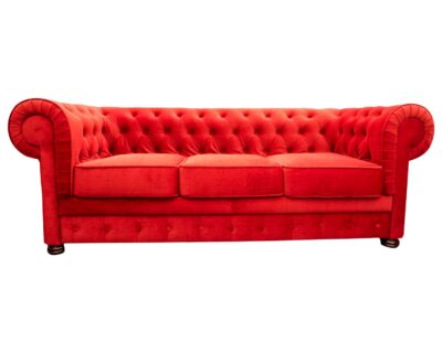 stylowa pikowana sofa chesterfield czerwona bordo welurowa