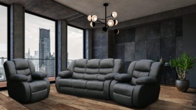 Skórzany komplet wypoczynkowy 3+1+1 Borys 2 x Funkcja Relax 100% Skóra naturalna