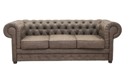 stylowa sofa chesterfield szara popielata pikowana