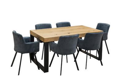 Designerski Stół rozkładany SJ51 140/80 + 40 cm + 6 krzeseł KW101