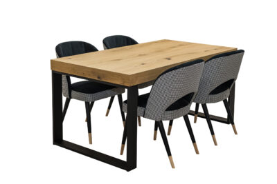 Stół rozkładany SJ51 160/90 + 40 cm wkładka + 4 krzesła KW 112 Pepitka