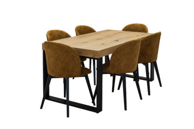 ZESTAW MEBLI: Designerski Stół SJ51 140/80 + 40 cm wkładka + 6 krzeseł Cross