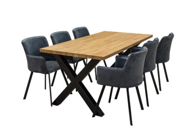 ZESTAW MEBLI: Designerski Stół Carbon dł.160 cm + 6 krzeseł KW101