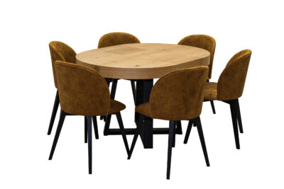 Stół rozkładany SJ971 100 + 40 cm i 6 krzeseł Cross w stylu loft