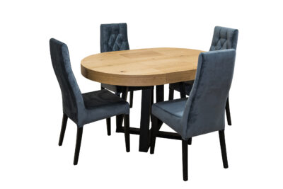Designerski Stół SJ971 rozkładany 100+ 40 cm wkładka + 4 krzesła Wiktor J