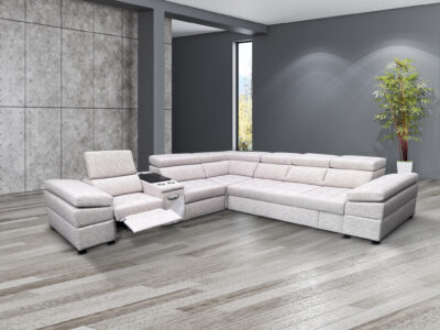 Narożnik do spania, narożnik do salonu Infinity VII 330/300 cm z funkcją relax, barkiem