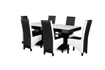 ZESTAW mebli: Stół rozkładany SJ34 200/98 cm + 2x50 cm + 6 krzeseł KJ45 Komin skośny