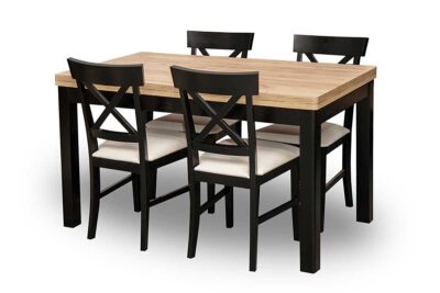 ZESTAW mebli: Stół rozkładany SJ16 140 cm + 40 cm + 4 krzesła KJ IX