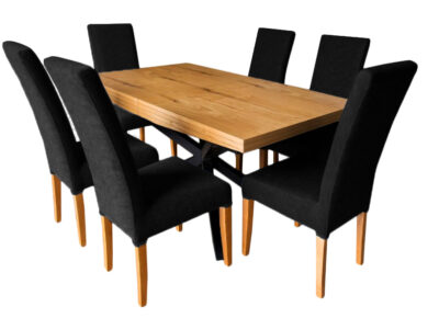 Stół rozkładany SJ50 160/88 + 2x40 cm + 6 krzeseł Igor