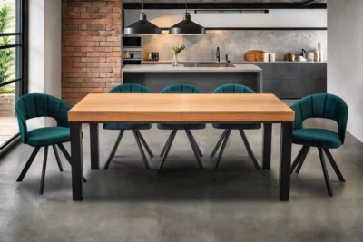 Stół Kuba 160/90 + 2x wkładki 40 cm + 6x krzeseł  Faro