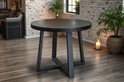 Stół Wj971 black  fi100 + 2x wkładki  50 cm dębowy fornirowany