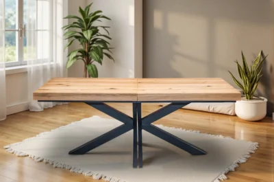 Stół Loft P2 400 cm Dębowy Fornirowany rozkładany 100×200 + 4×50 cm