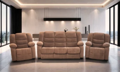 ZESTAW MEBLI: Komplet BORYS: 3 os. Sofa + 2 Fotele, w tkaninie Tapicerskiej