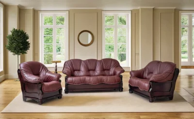 Skórzany Komplet 3+2+1 Roma Typ Holenderski 100% Skóra Naturalna Dębowy Stelaż