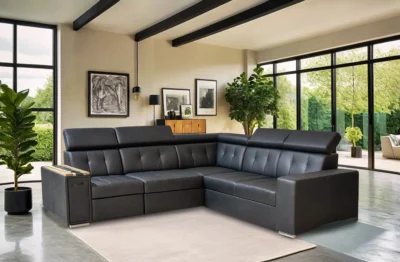 Narożnik Tulum XVIII  250/260 Relax, Barek, listwa zasilająca, spanie + pojemnik na pościel