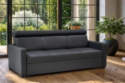 Kanapa 3 osobowa, kanapa rozkładana Neapol z regulowanymi zagłówkami skóra