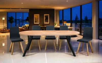 Stół Okrągły Rozkładany Nero 160x100cm +4x Krzesła LUKA