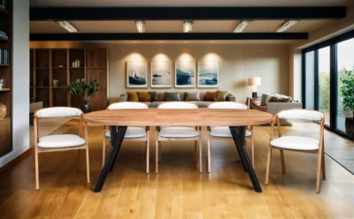 Stół Okrągły Rozkładany Nero 160x100cm + 6 Krzeseł X1