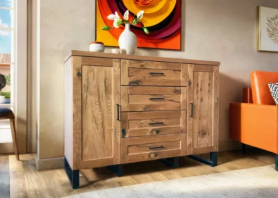 Komoda Karmel 4s4d 140 cm lite drewno + elementy fornirowane