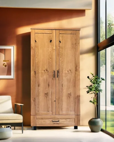 Szafa Karmel 90 cm lite drewno + elementy fornirowane