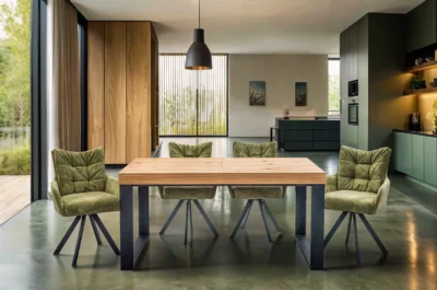 Stół rozkładany 160/90 + 40 cm SJ51 Loft + 6 krzeseł Ivona