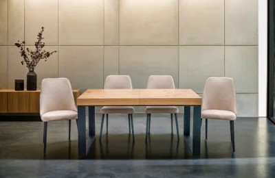 Stół rozkładany 160/90 + 40 cm SJ51 loft + 6 Krzeseł OLO