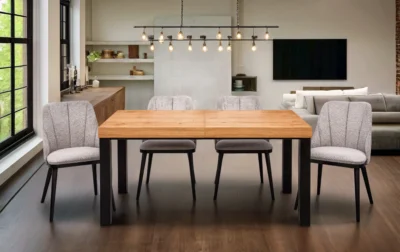 Stół Kuba Rozkładany 160×90 + 2×40 cm + 6 krzeseł Tokyo