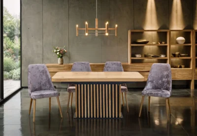 Stół Lamel rozkładany 160/90 +2×40 cm + 4 Krzesła OLO