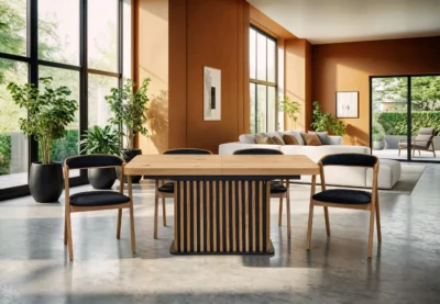 Stół Lamel rozkładany 160/90 +2×40 cm + 4 Krzesła X1