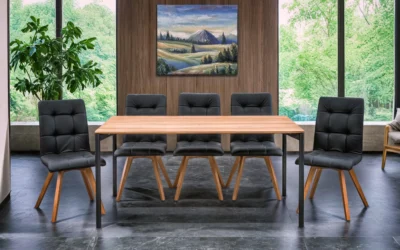 Stół Dębowy EDGE nierozkładany 160×90 cm + 4x Krzesła KW110