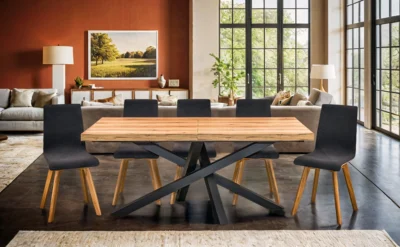 Stół XENO Rozkładany 160/90 + 2×40 + 6 Krzeseł LUKA