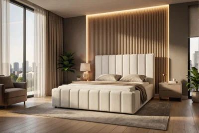 Łóżko Tapicerowane GLAM GOLD 220x200 cm  ze stelażem w stylu glamour, pojemnik na pościel