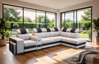 Narożnik ATOM 365 x 210 cm, funkcja relax, spanie, pojemnik, barek,USB